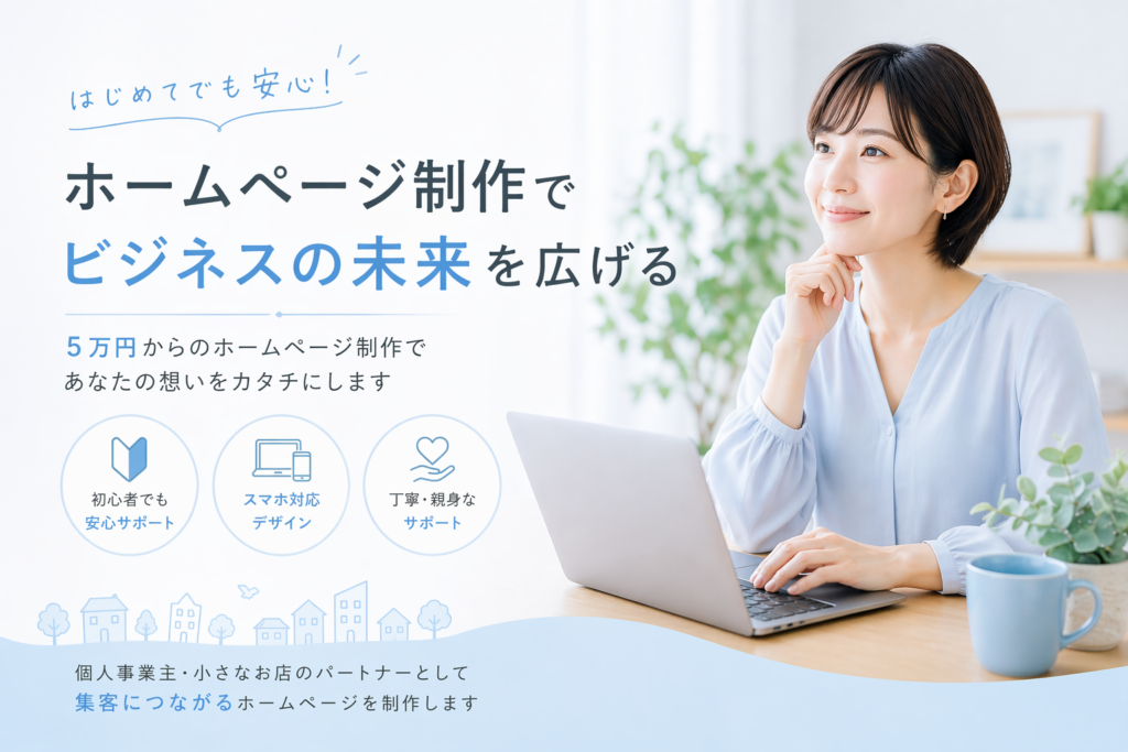 初めてでも安心。ホームページ作成イメージ画像